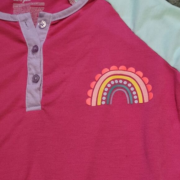 Pink colorblock long sleeve romper pj's - Picture 3 of 4